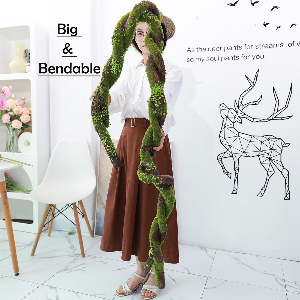 190cm/74.8inches Big Bendable Artificial Tree Trunk Cherry Blossom Grape Vine Wisteria Branches Fake Green Plants Garland Twigs for Garden Wall Hanging Front Door Fireplace Halloween Decor