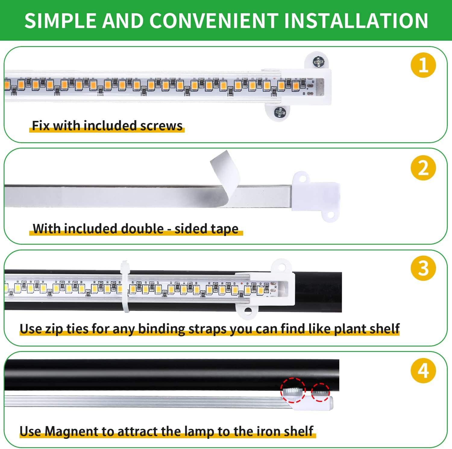 Two Strip Growing Lamp 2-Pack for Indoor Plants, 3500K Full Spectrum LED Grow Light Strips with Auto ON/Off 3/9/12H Timer & 10 Dimmable Levels for Green House Succulent (2 Head×2 Pack)