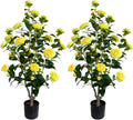 Artificial Camellia Tree 3.4ft Fake Trees pseudophyte (2, Yellow)
