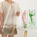 Extra Large Acrylic Cylinder Clear Vase for Floor, 20 in Tall Big Wide Mouth Plastic Unbreakable Hurricane Flower Vases of 3 for Home Decor (D 8", D 6", D 4.8" + 3 Holder)