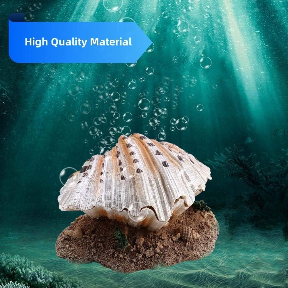 Aquarium Bubbler Decor, Fish Tank Air Stone Ornament with Moving Pearl & Clam - Aerating Bubble Action for Oxygenation, Realistic Coral Reef Decoration for Tropical Fish Tanks, Resin Shell Decor