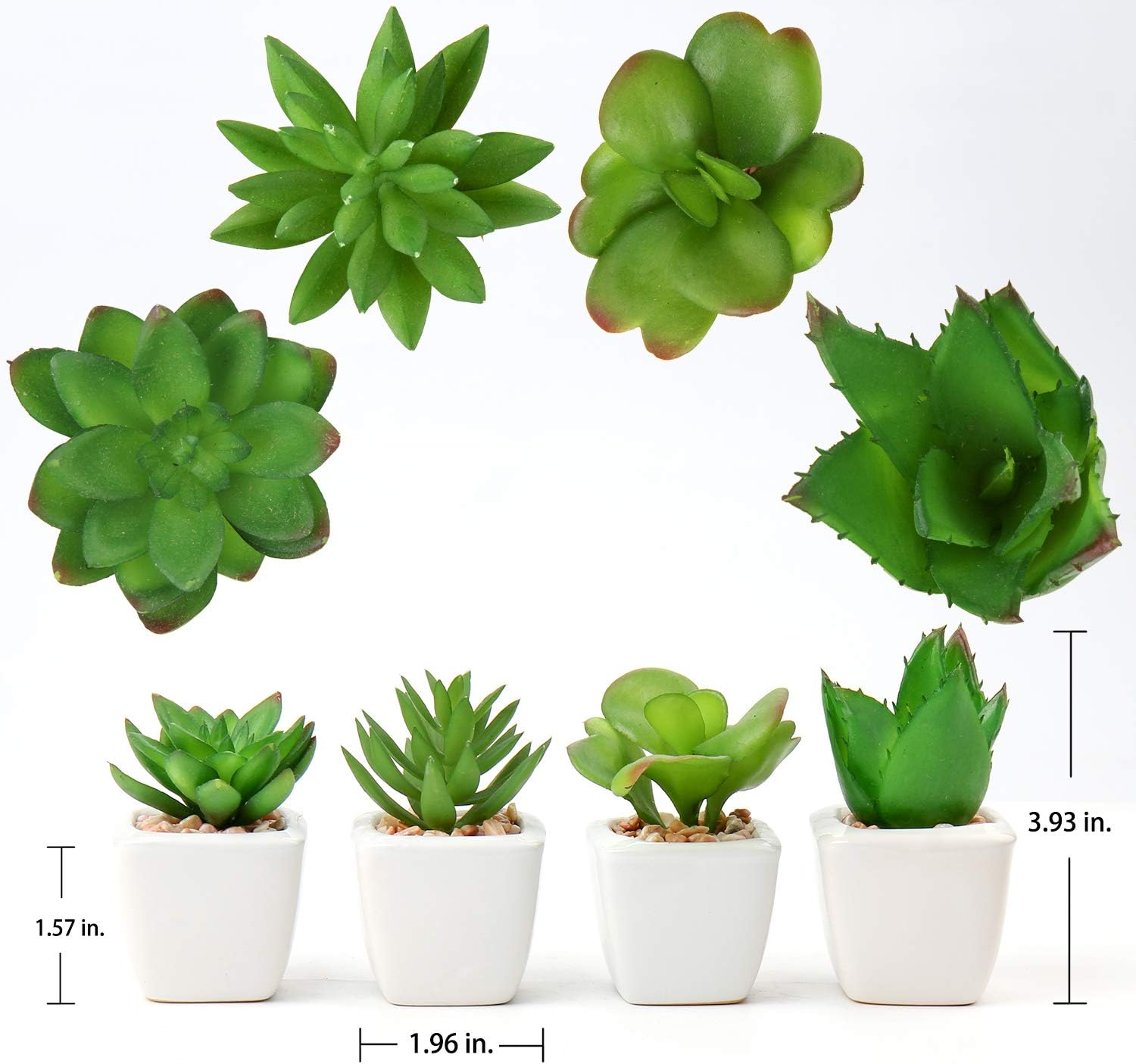 Briful Mini Fake Plants 4 Packs Assorted Artificial Succulents Plants Potted Faux Succulents Plants in Ceramic Planter Pot for Home Decor Indoor Bathroom Shelf Tabletop