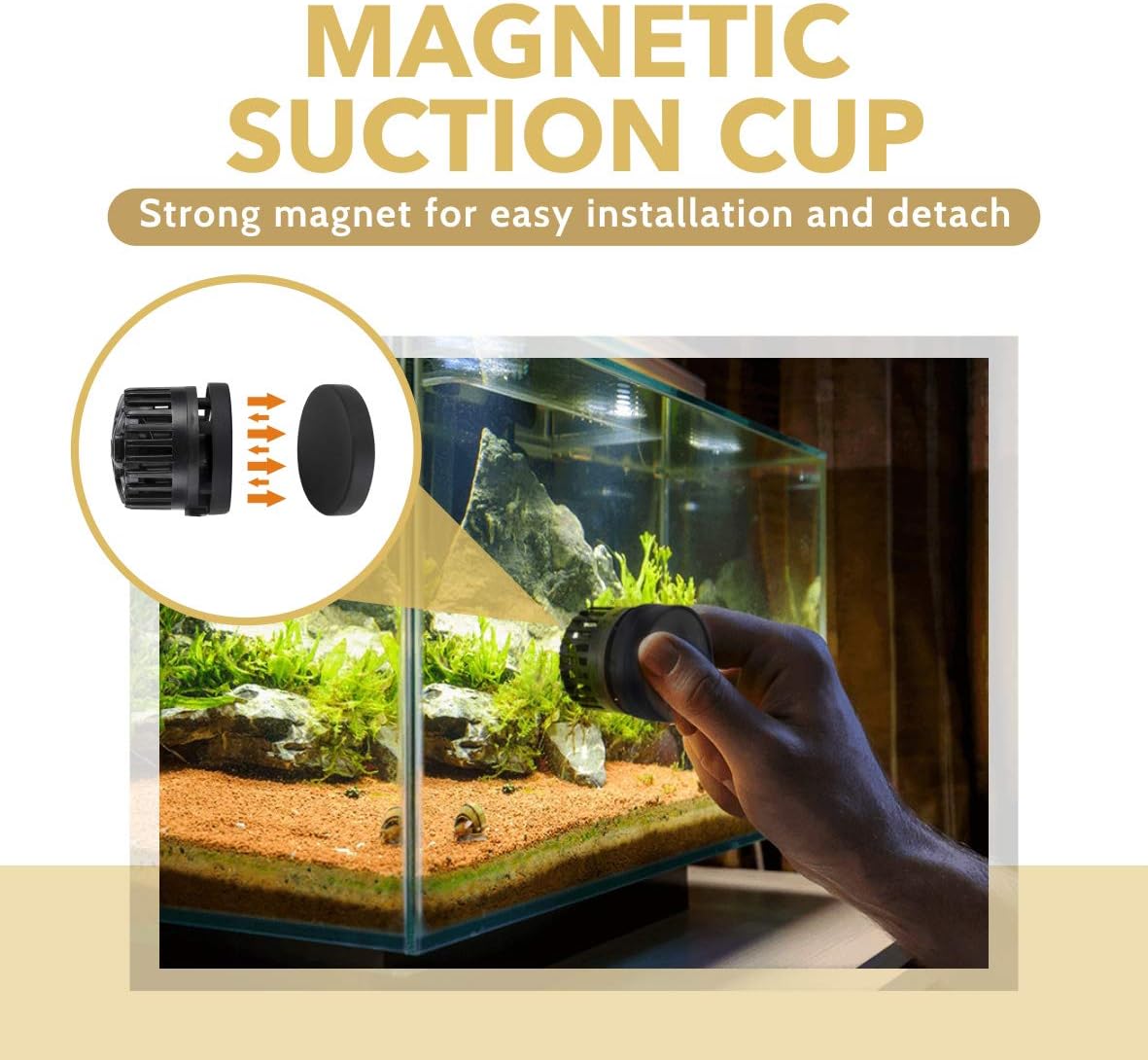 hygger Mini Wave Maker Aquarium Magnetic DC Powerhead with LED Display Controller for Saltwater Tank, 2600 GPH Aquarium Water Circulation Pump 26 to 55 Gallon Black