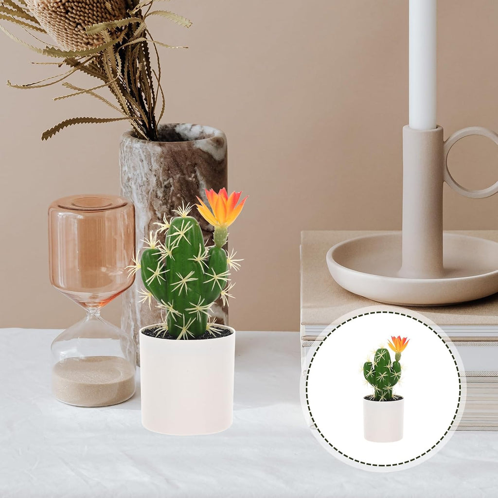 HOMSFOU Artificial Cactus Bonsai Lifelike Plastic Potted Cactus Ornament for Tabletop Decor and Easy Care Fake Plant for Home Office Decoration