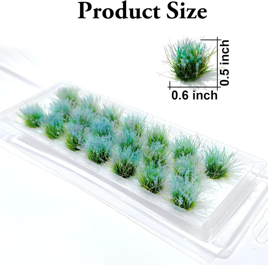 Warmtree 20 Pcs Static Grass Bushy Tufts Lowland Shrubs Scenery DIY Miniature for Train Landscape Railroad Scenery Sand Military Layout Model War Gaming Terrain(Blue)