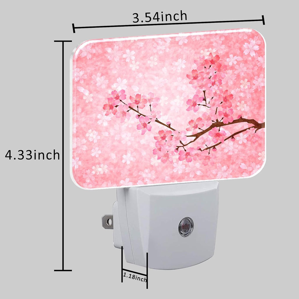 Blooming Cherry Blossoms Night Light Plug into Wall, Cherry Blossoms Night Light with Dusk to Dawn Sensor for Kid Girls Boys Women Men Bedroom, Hallway, Kitchen, Bathroom, Stairs Decor
