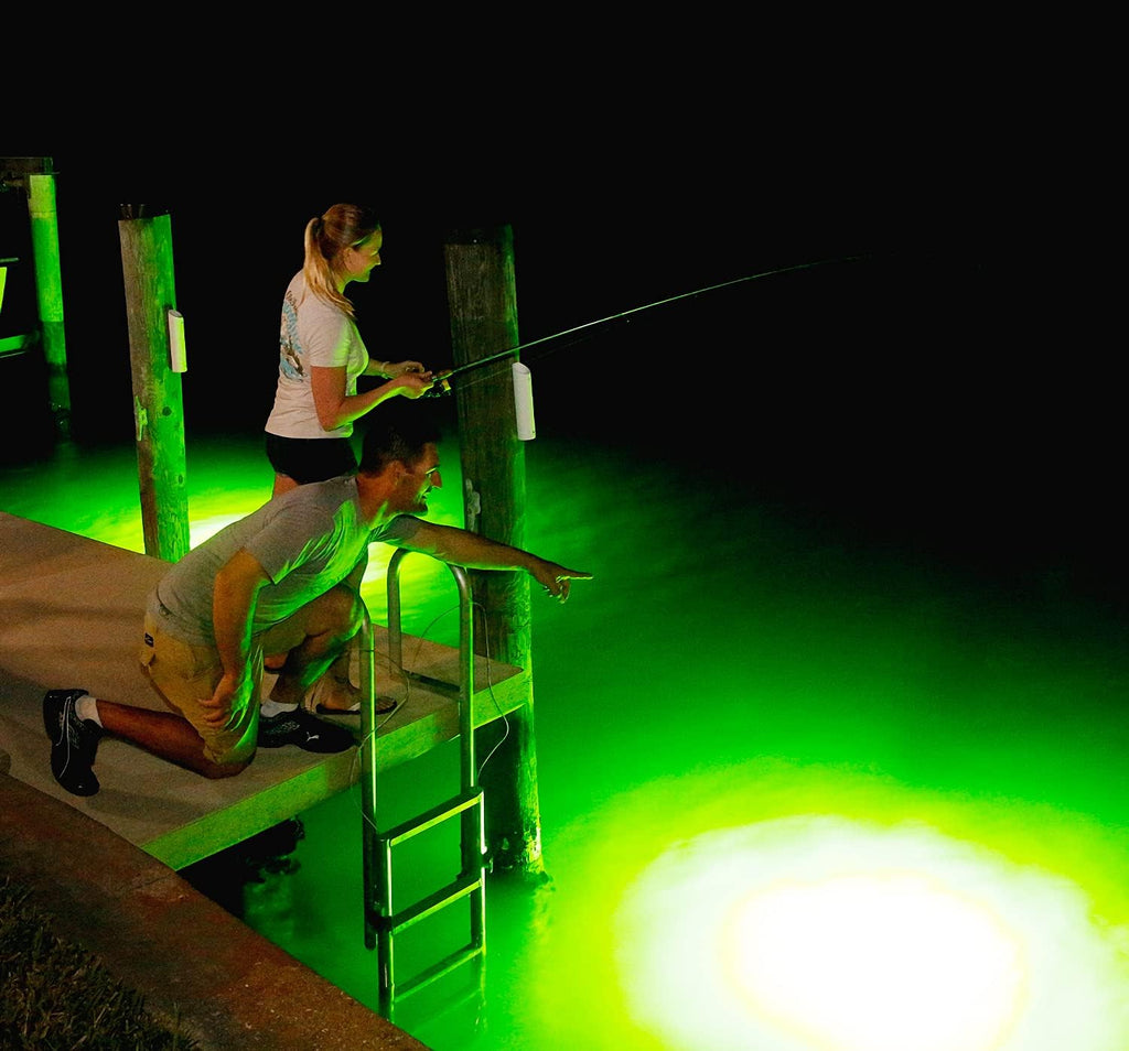 Underwater Fish Light Extra Bright Vibrant Green 250W Single Light for Docks with 50’ of Marine Grade Wire, Easy to Install, Dusk to Dawn Operation, Salt or Fresh Water, Guaranteed to Attract Fish