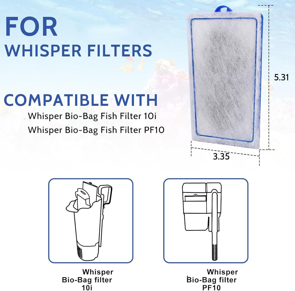 9 Count Assembled Medium Filter Cartridges Compatible with Tetra Whisper Bio-Bag Filters 10i PF10 Reptofilter 90 GPH Medium Replacement Filter Cartridges for Whisper Filter & Aquariums