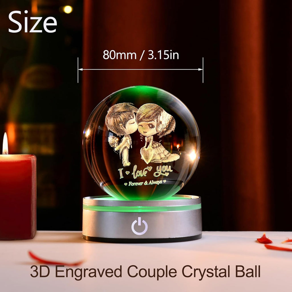 IFOLAINA Romantic Christmas Couple Gifts for Wife Girlfriends I Love You Gifts for Her Anniversary Birthday Valentines Day 3D Crystal Ball Night Light Glass Globe Decorative Decor