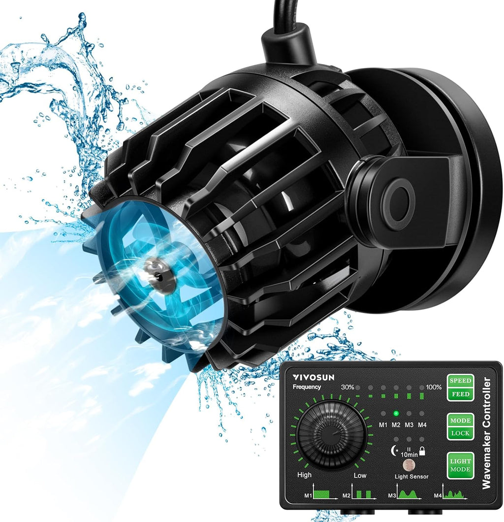 VIVOSUN Aquarium Wave Maker, 2113GPH Circulation Pump with Controller & Magnetic Suction Base, Adjustable Submersible Powerhead for 20-120 Gal Freshwater/Saltwater Fish Tank, 25W