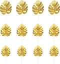 KIMOBER 24PCS Artificial Gold Palm Leaves,Mixed Size Golden Faux Tropical Monstera Leaves Realistic Artificial Plants Leaf for Home Hawaiian Luau Party Jungle Beach Decorations