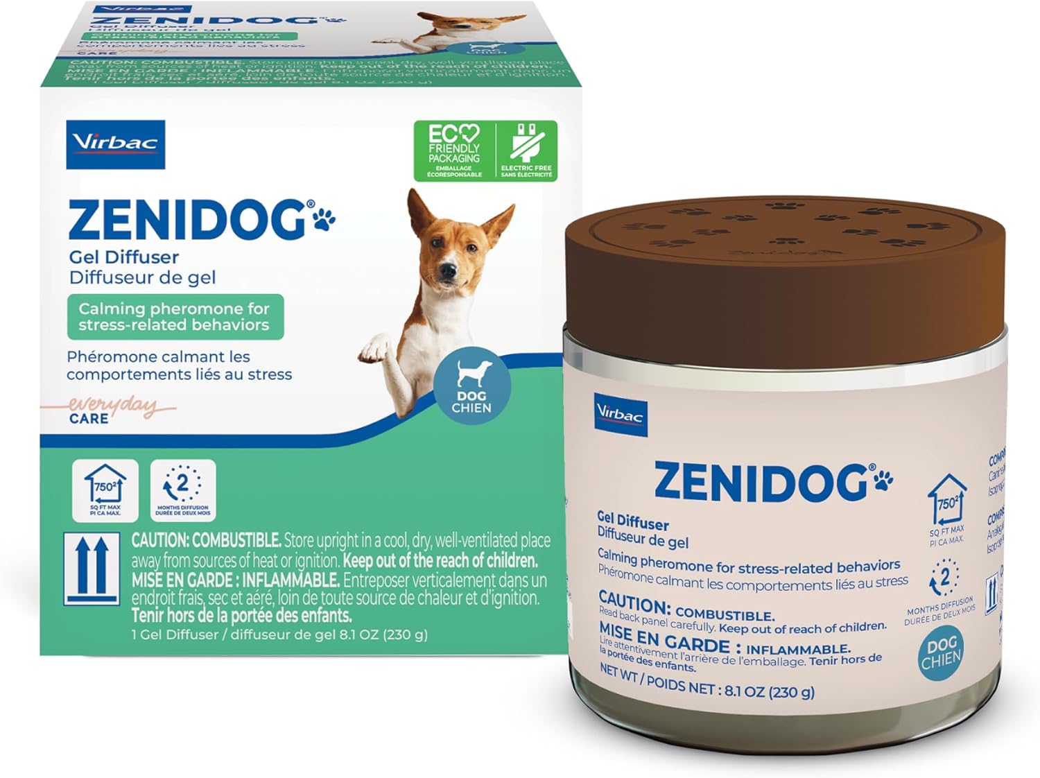 VIRBAC ZENIDOG Gel Diffuser - Dog Calming Pheromone Diffuser for Stress Relief No Electricity Required and Lasts up to 2 Months by Virbac