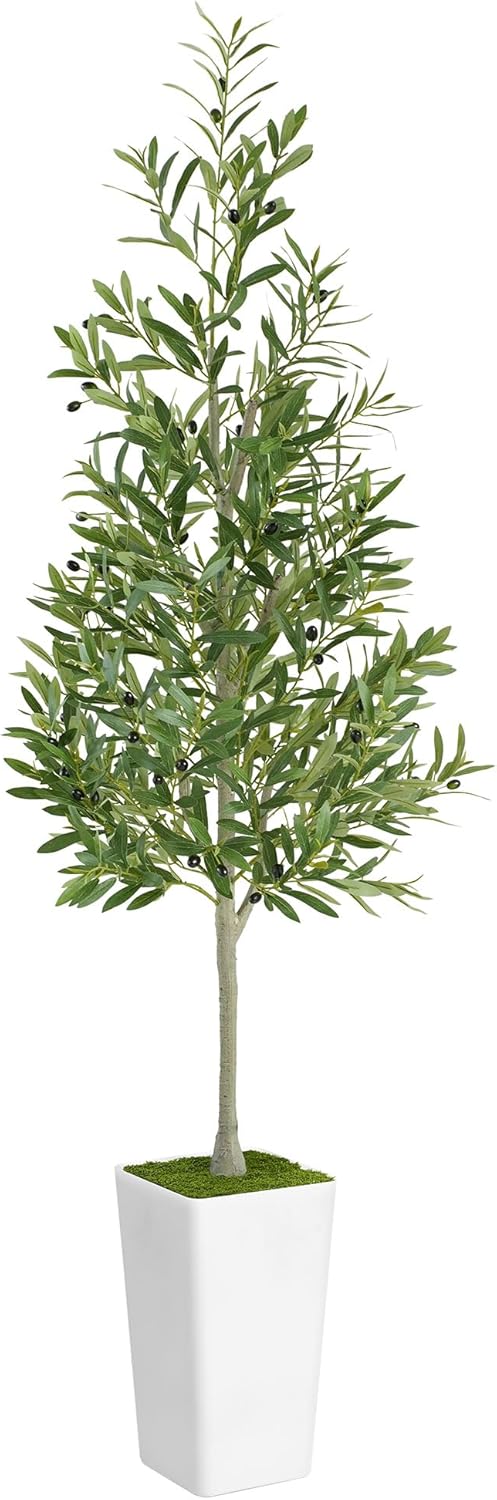 Artificial Olive Tree 6ft - Realistic Tall Fake Plants for Office Living Room Bedroom Home Decor Indoor - Faux Floor Green Silk House Corner Large Potted Plants