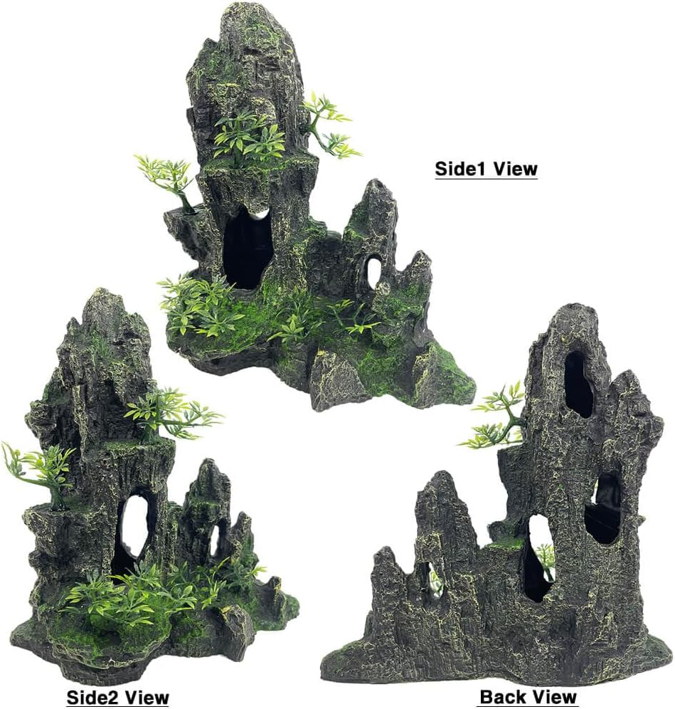 Aquarium Decorations Large and Tall Large Aquarium Decoration for Fish Tank Decorations Fish Tank Ornaments Mountain View Stone Ornament Tree Rock Cave Artificial Fishtank Ornament