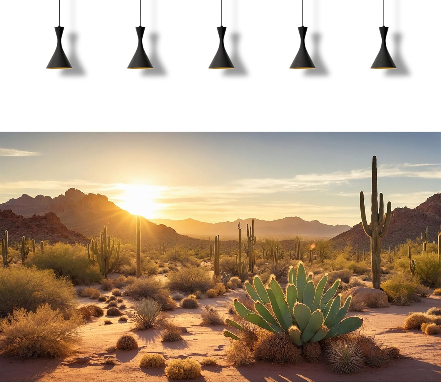2 Packs Desert Mountain Reptile Tank Background Sunset Desert Gobi Cacti Sand Dunes Aquarium Background Saguaro Sandstone Rock Mountain Range Scenery Aquarium Reptile Enclosure Backgrounds 48x24in