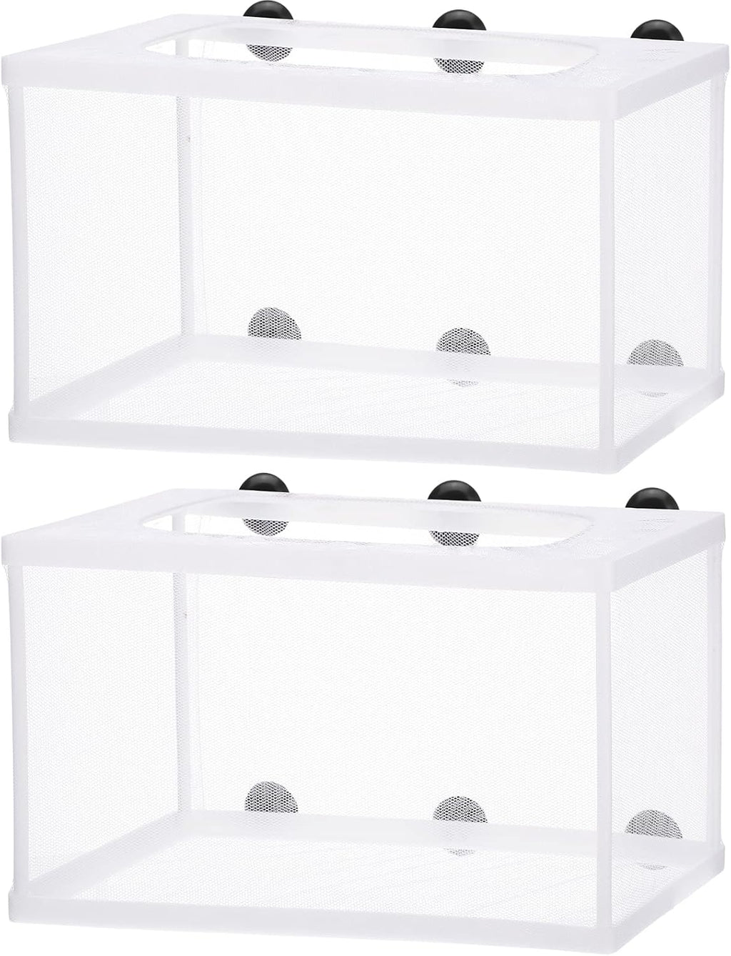 2 Pieces Fish Tank Breeder Net Mesh Breeder Box Fish Hatchery Isolation Separation Net Plastic Frame Fry Hatchery Incubator Mesh Breeding Box with Suction Cup for Aquarium