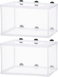 2 Pieces Fish Tank Breeder Net Mesh Breeder Box Fish Hatchery Isolation Separation Net Plastic Frame Fry Hatchery Incubator Mesh Breeding Box with Suction Cup for Aquarium