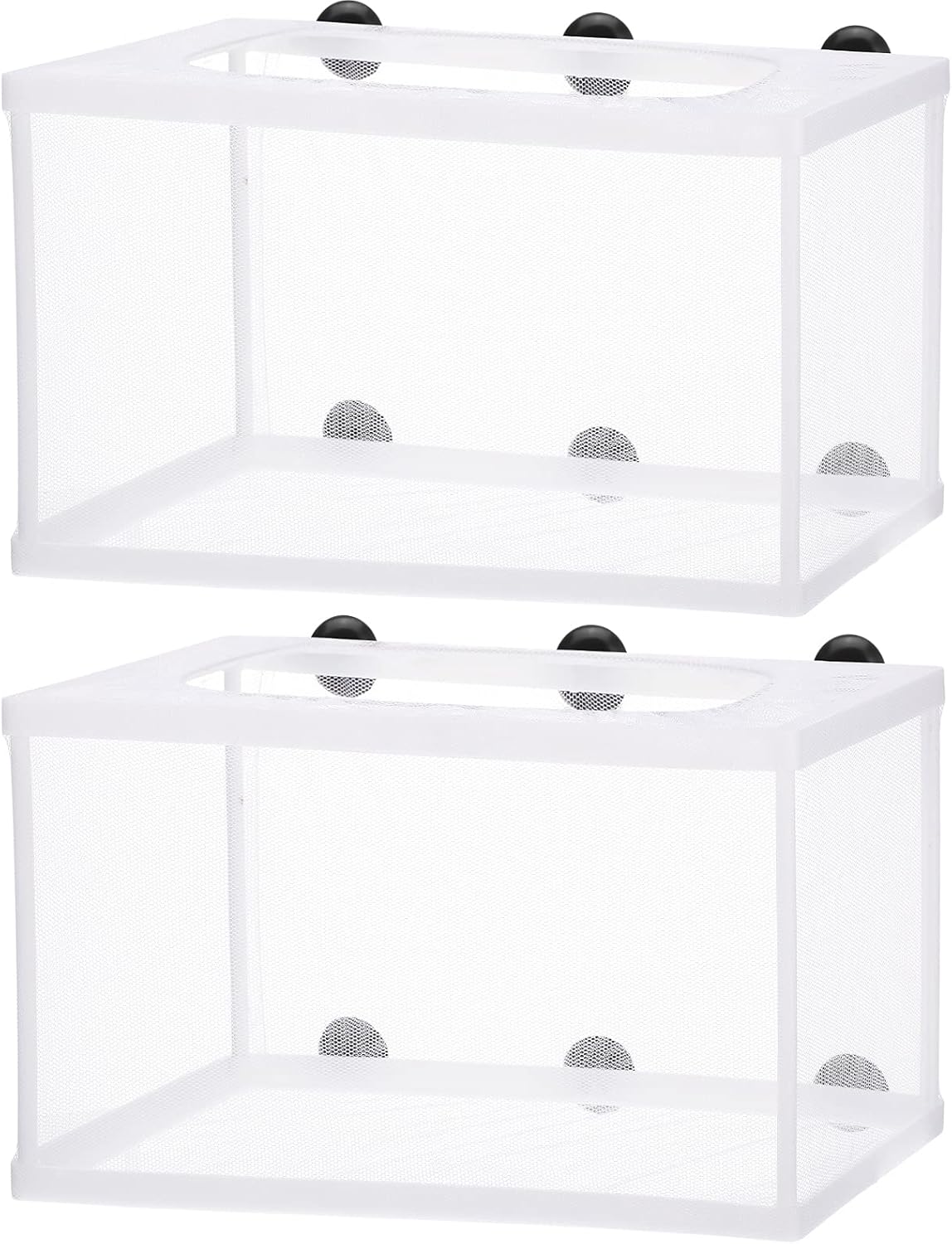 2 Pieces Fish Tank Breeder Net Mesh Breeder Box Fish Hatchery Isolation Separation Net Plastic Frame Fry Hatchery Incubator Mesh Breeding Box with Suction Cup for Aquarium