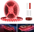 Pontoon LED Strip Lights, 12V 5M/16.4FT Waterproof Marine LED Light Boat Interior Lights, Boat Deck Light for Night Fishing, Ideal for Pontoon and Fishing Boat, Extension Cable Included (Red)