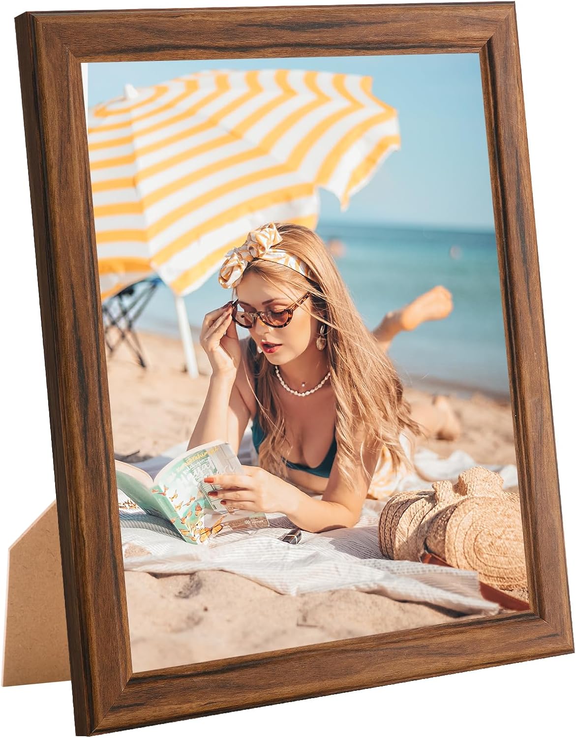 11x12 Wood Frame Brown, Natural Wooden 12x11in Picture Frames, Modern Golden 11 x 12inch Gallery Photo Pic Frame with HD Plexiglass, Horizontal Vertical Wall Mounting Tabletop Display 1Pcs