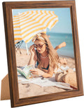 7x8 Wood Frame Brown, Natural Wooden 8x7in Picture Frames, Modern Golden 7 x 8inch Gallery Photo Pic Frame with HD Plexiglass, Horizontal Vertical Wall Mounting Tabletop Display 1Pcs