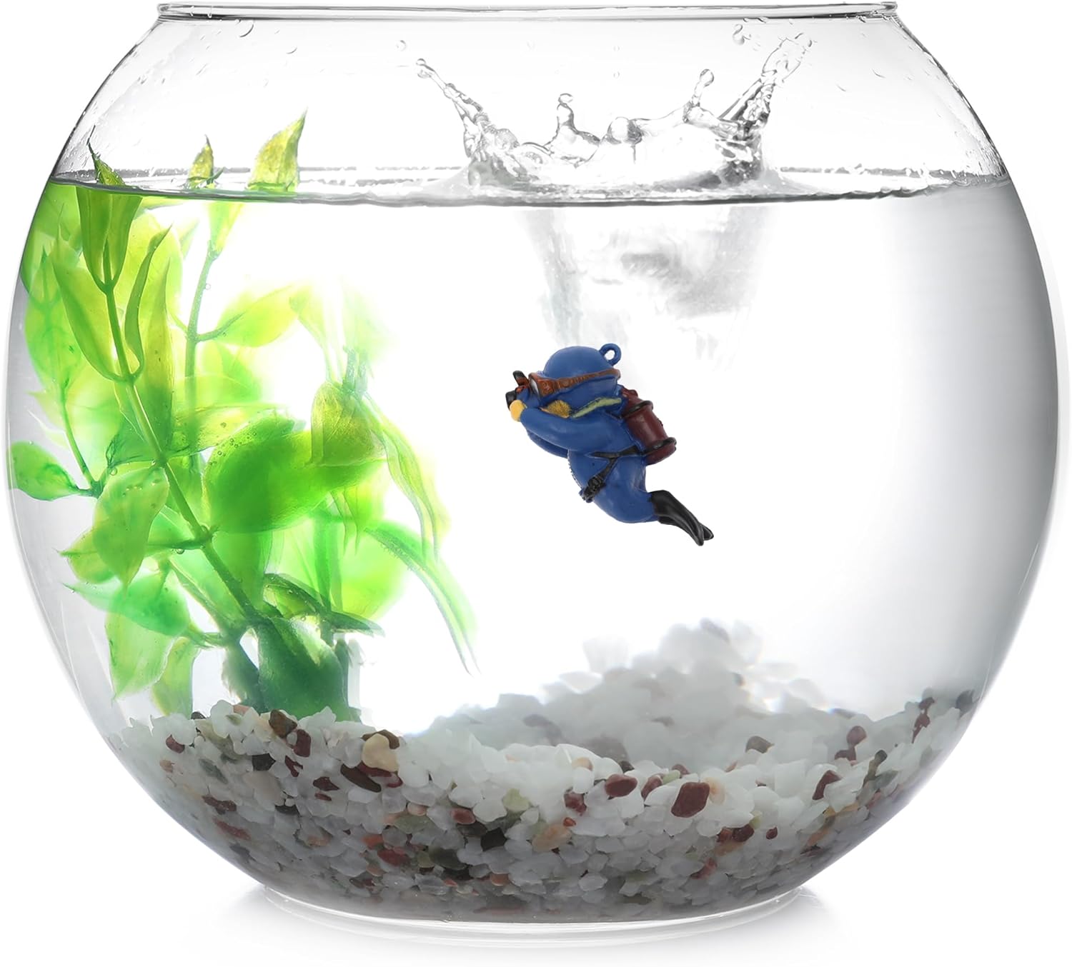 Diver Aquarium Decorations, Floating Diver Fish Tank Decorations, Floating Cartoon Diver Decor, Fun Floating Fish Decoration, PVC Diver Decor, Blue, 1 Set