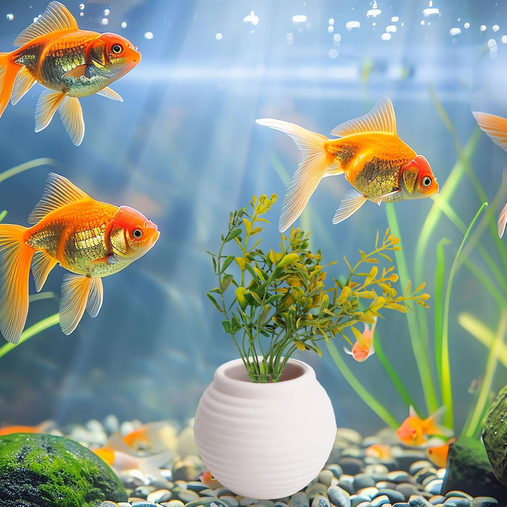 Ceramic Aquarium Decorations Hideaway Rock Cave for Fish Shrimp Turtle Crab to Breed, Rest and Play, Small Fish Bowl Hiding Cave, White