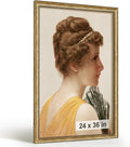 HLiWEGNS Antique Gold 24x36 Frame – Poster Frame with Aged Gold Finish – Picture Frame for 24 x 36 Artwork, Canvas Prints, Puzzles, and Wall Decor