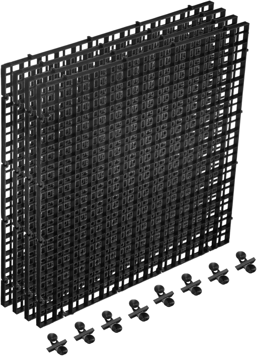 uxcell 4Pcs Aquarium Fish Tank Divider, 12x12 Inch Plastic Egg Crate Light Diffuser Grid Filter Bottom Partition Separator with Sucker Clips and Suction Cups for Aquarium, Black