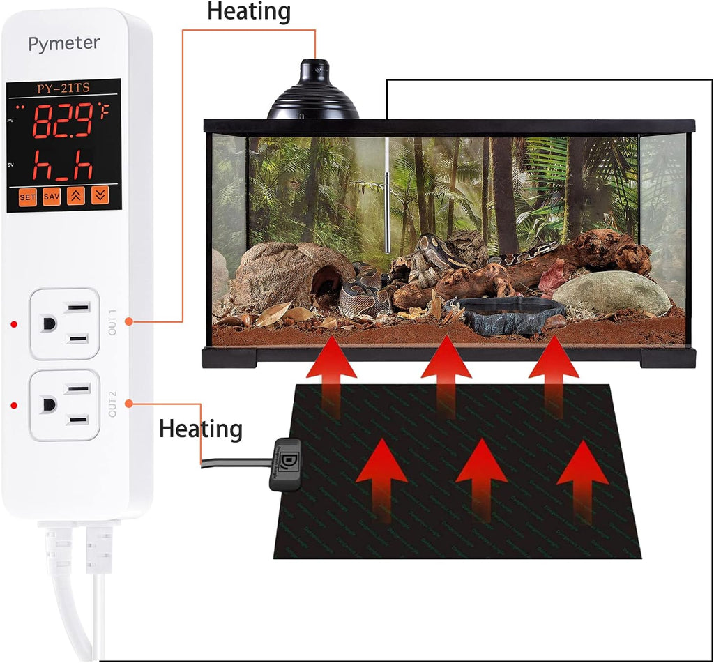 Attic Fan Thermostat Controller Temperature Switch Plug Outlet for Seedlings, Germination, Rooting, Greenhouse, Fermentation, Reptile, Terrarium Heating Mats