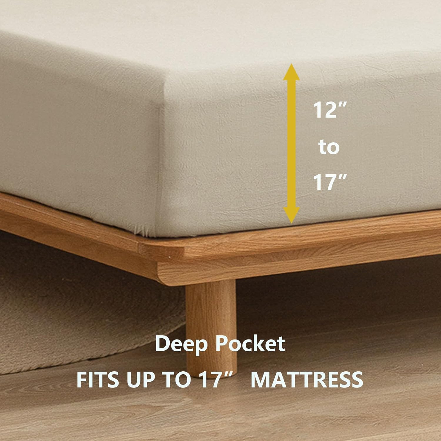 BESTOUCH Sheet Set 100% Washed Cotton Linen Feel Super Soft Comfortable Chic Lightweight 4 Pcs Home Bedding Set Solid Almond Milk Grey King