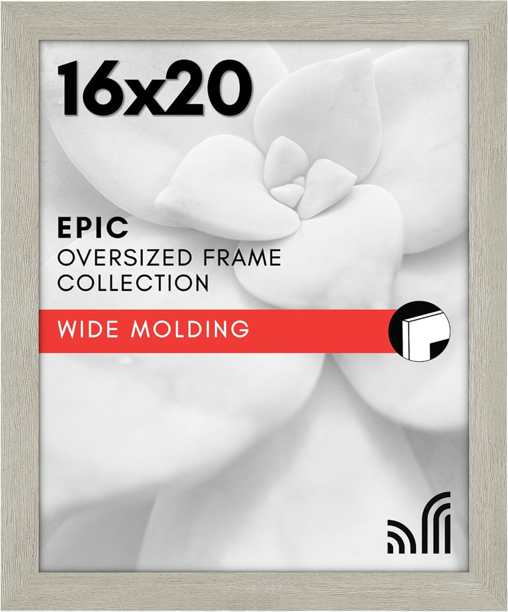Americanflat 16x20 Picture Frame with Polished Plexiglass - Wide Picture Frames Made of Engineered Wood for Vertical or Horizontal Wall Display - Epic Collection - Grey