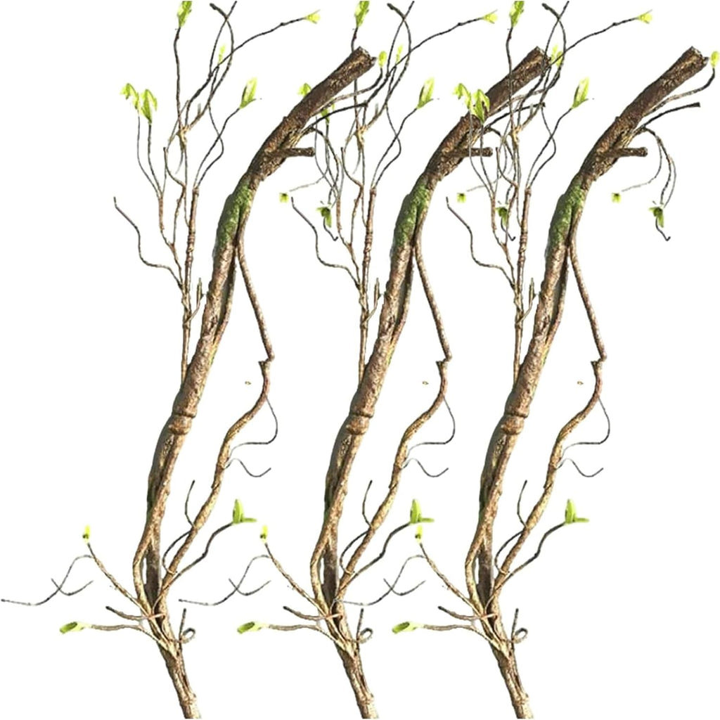 3Pcs Artificial Bendable Tree Branches for Decoration, 35in Realistic Faux Dried Branches Wreath, Fake Vines Tree Twigs with Leaves for Home Decoration, Flower Garlands, Crafts
