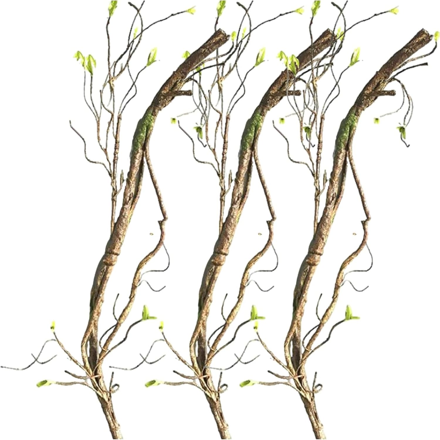 3Pcs Artificial Bendable Tree Branches for Decoration, 35in Realistic Faux Dried Branches Wreath, Fake Vines Tree Twigs with Leaves for Home Decoration, Flower Garlands, Crafts
