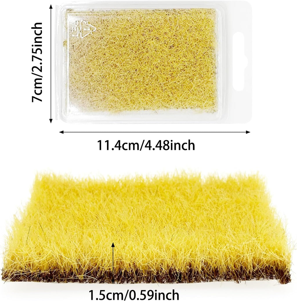 Woohome 2 PCS Model Grass Tufts Resin Static Scenery Model, Artificial Grass for Building Model, DIY Miniature Train Landscape Terrain Railway Scenery Decorations, Yellow