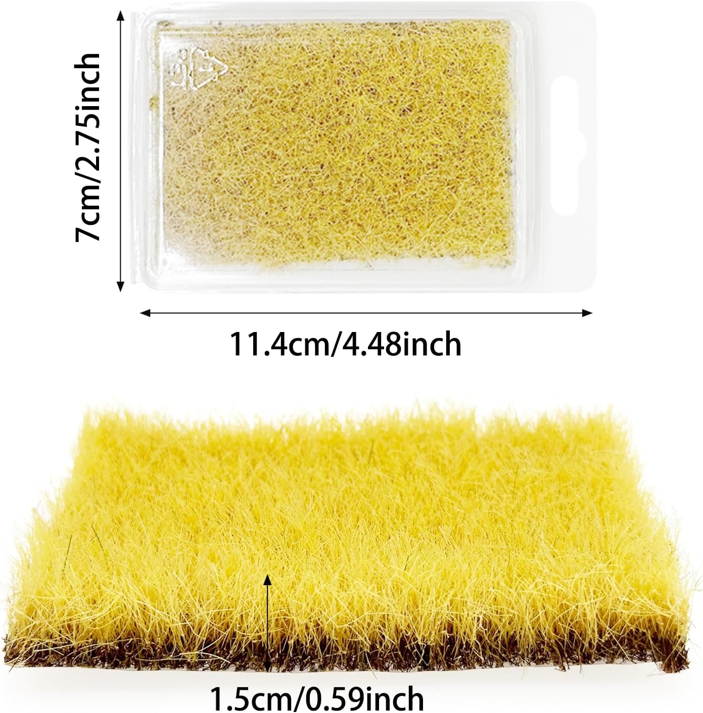 Woohome 2 PCS Model Grass Tufts Resin Static Scenery Model, Artificial Grass for Building Model, DIY Miniature Train Landscape Terrain Railway Scenery Decorations, Yellow