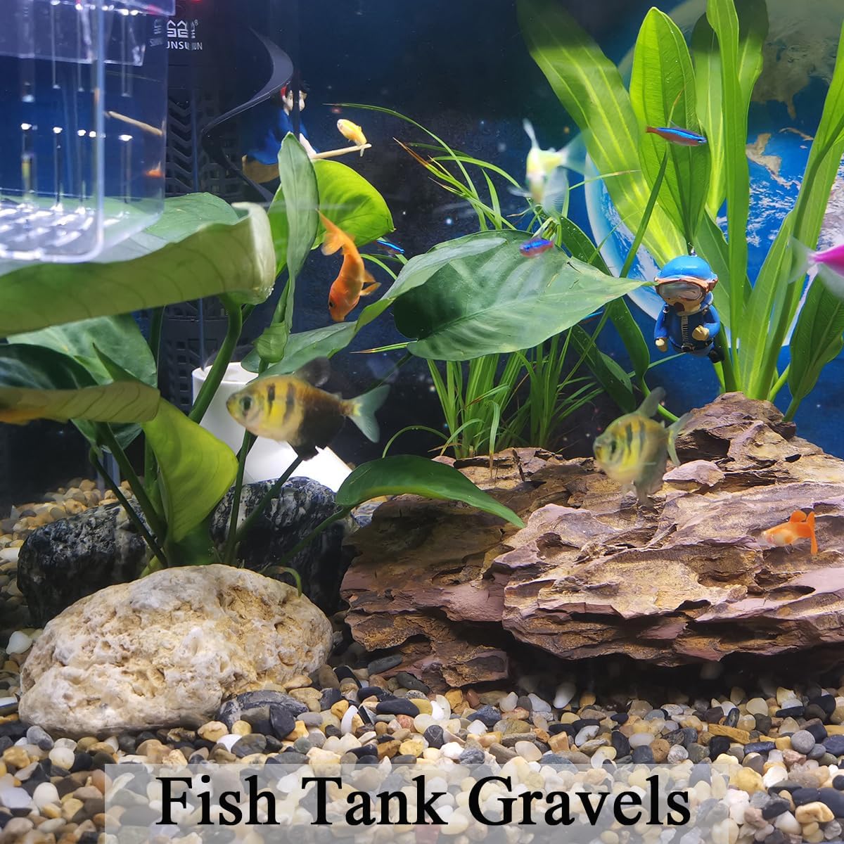 5lbs Aquarium Gravel, Pea Gravel for Indoor Plants,1/4 Inch Decorative River Rocks for Aquarium Succulent Vase Fish Tank Gravel Plant Soil Cover and Outdoor Landscaping Rocks