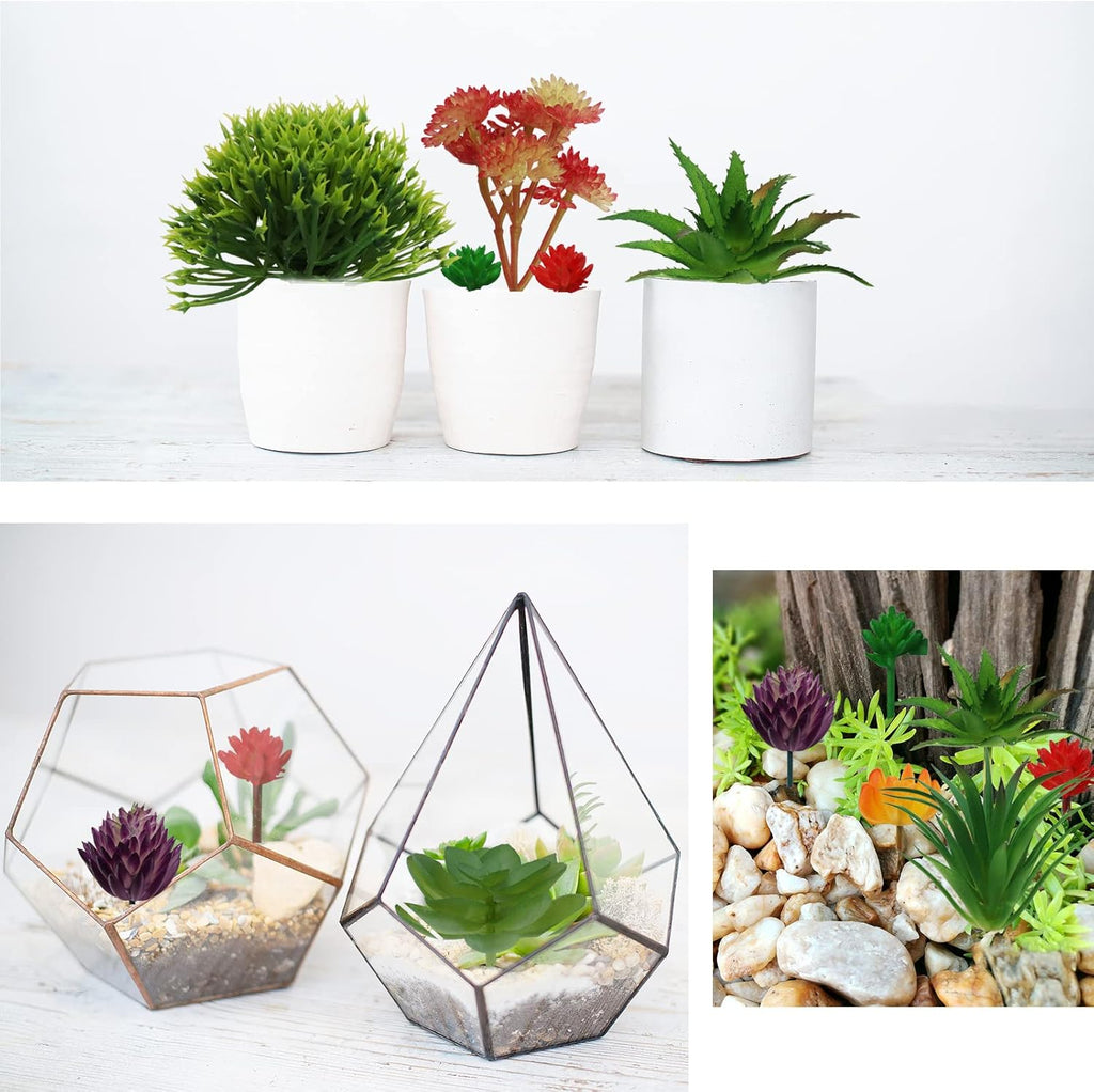 Artificial Succulents Plants, 16pcs Colorful Fake Succulents, Mini Artificial Succulents for DIY Home Floral Wall Garden Office Decoration (Unpotted)