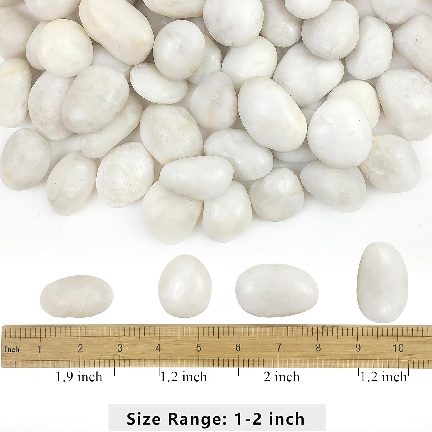 5lbs White River Rocks, 1-2 Inch Natural Pebbles for Indoor Plants, High Polished Decorative Stones Vase Filler Fish Tank Aquariums Landscaping Garden Outdoor and Indoor DIY