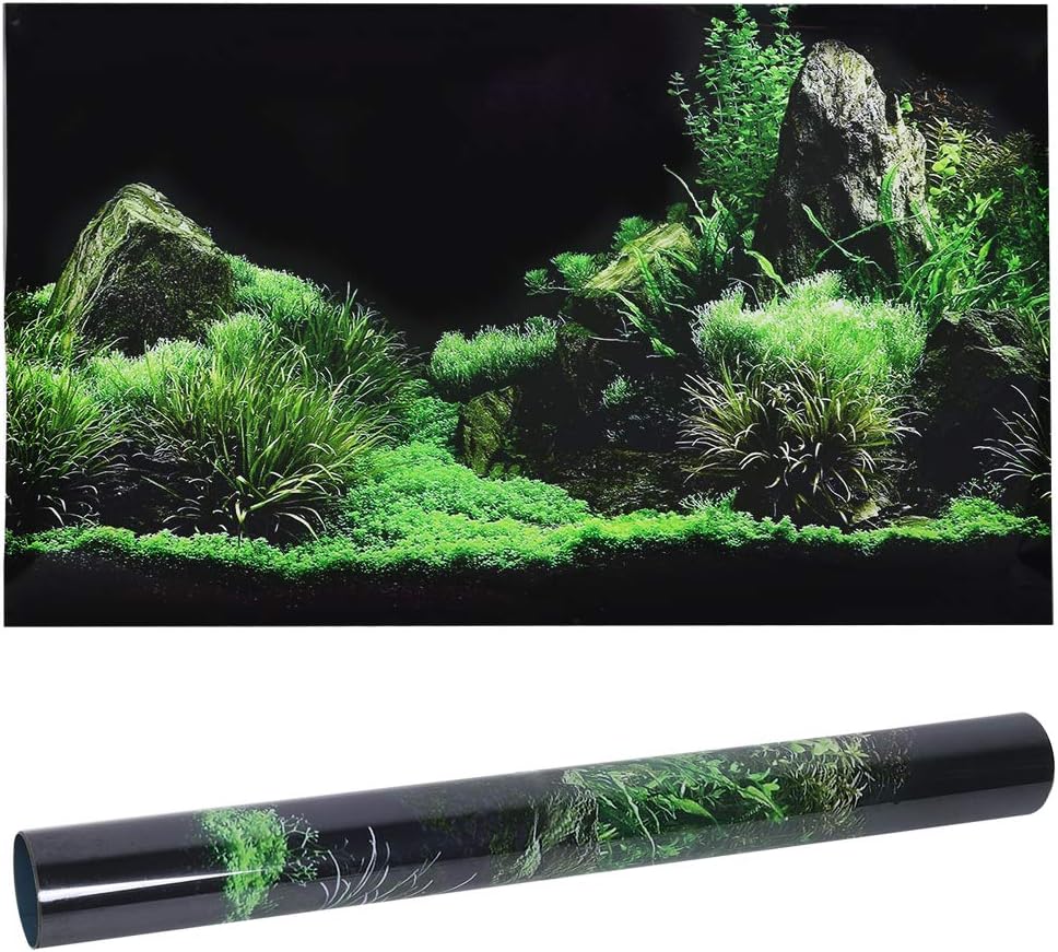 Aquarium Poster, Seafloor Water Grass 3D PVC Self Adhesive Fish Wallpaper Sticker for Aquarium Decoration (76 * 46cm)
