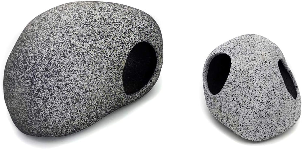JIH Aquarium Decorations Rock, Ceramic Shelters - Shrimp Habitat, Breeding Tube, Hiding cave, Stackable Fish Tank Decor Cave for Hiding, Betta Fish (J603+J001)