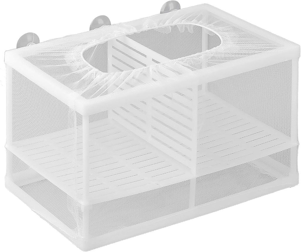 Pawfly Fish Tank Breeder Net Aquarium Fish Breeder Box with Nylon Mesh & Suction Cups, Fish Separation Net Large Isolation Box, Fish Fry Hatchery Incubator Hatching Box for Baby Fish Shrimp Betta