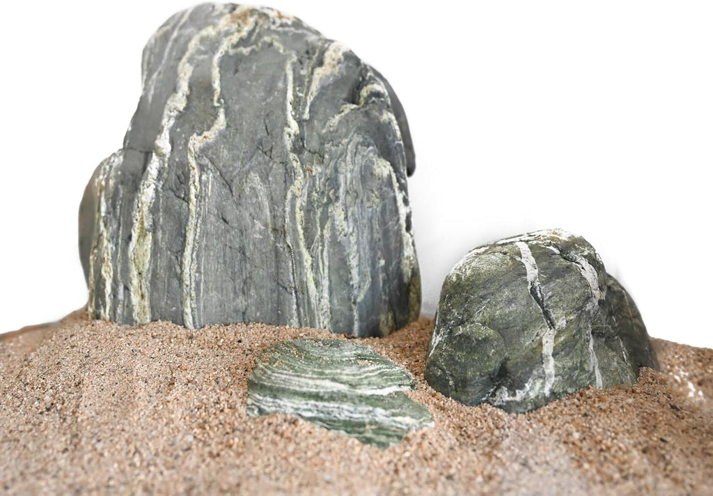 Aquarium Stone Green River Rock 40lb Rocks aquascaping Fish Tank Decor Rocks for Aquariums Fairy Gardens Model Railroads Dioramas Wargaming Mosaic Art(4-10inch/7Pcs)