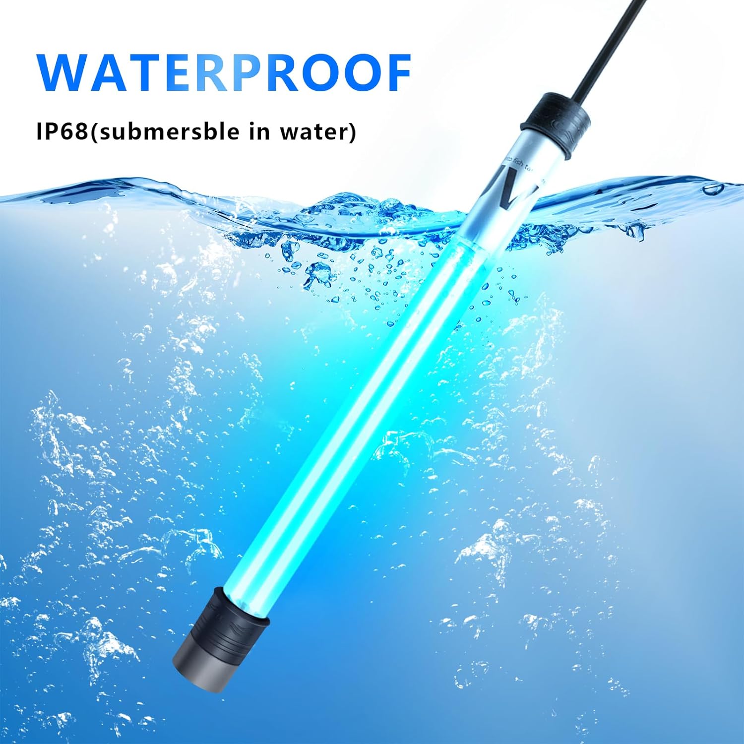 100W Aquarium UV Light for 1000-10000 Gallon, UV Pond Water Clarifier for Koi Pond, Swimming Pool, Spa, Large Fish Tank, Cold Plunge UV Light for Pond Algae Control