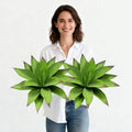 Artificial Agave Faux Agave 15In Fake Greenery Outdoor Artificial Plant Fake Plant for Indoor Home Decoration Plastic Plant Outdoor Decoration Front Porch Decor Simulation Plants 2Pack(Green)