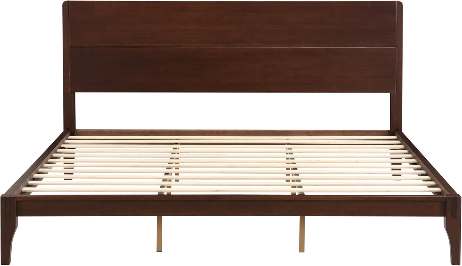 Merax Bamboo Wood King Size Bed Frame and Headboard, Mid Century King Platform Bed with Wood Slat, Heavy Duty Steel Center Beam for Support, Under Bed Storage, No Box Spring Needed, Chocolate