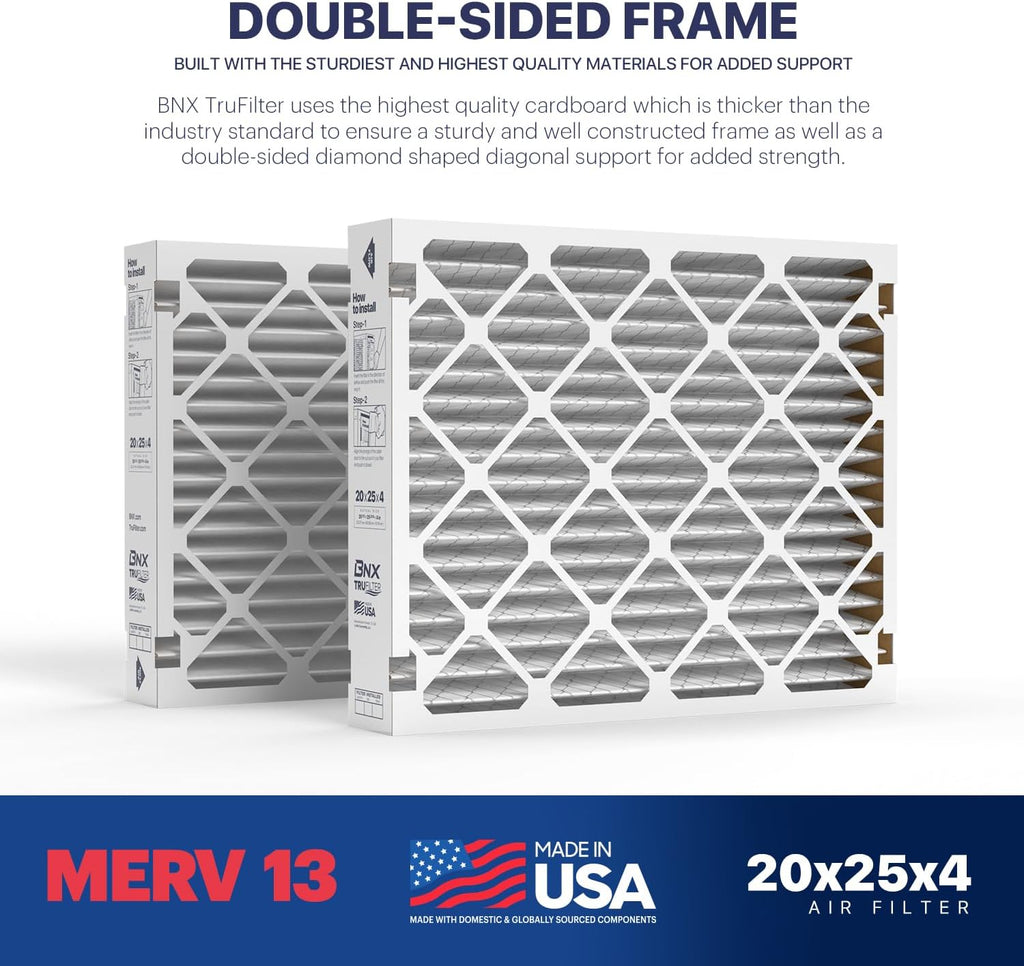 TruFilter Compatible with AprilAire 213 Replacement Filter for AprilAire (2-Pack) - MERV 13 - MADE IN USA - HVAC AC Furnace Filters Allergies, Mold, Bacteria, Smoke, MPR 1900 FPR 10 Air Filter 20x25x4