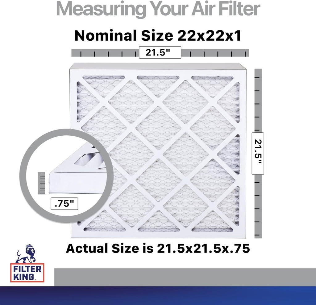 Filter King 22x22x1 Air Filter | 4-PACK | Carbon MERV 8 HVAC Pleated A/C Furnace Filters | MADE IN USA | Actual Size: 21.5 x 21.5 x .75"
