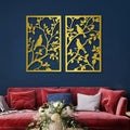 huefoam 2 Pieces Birds on a Branch Wall Decor, Metal Tree Branch Wall Decor, Metal Bird Wall Art for Living Room, Bedroom, Dining Room (Gold, single:59"×37"/150×94cm(set of 2), metal art wall decor)