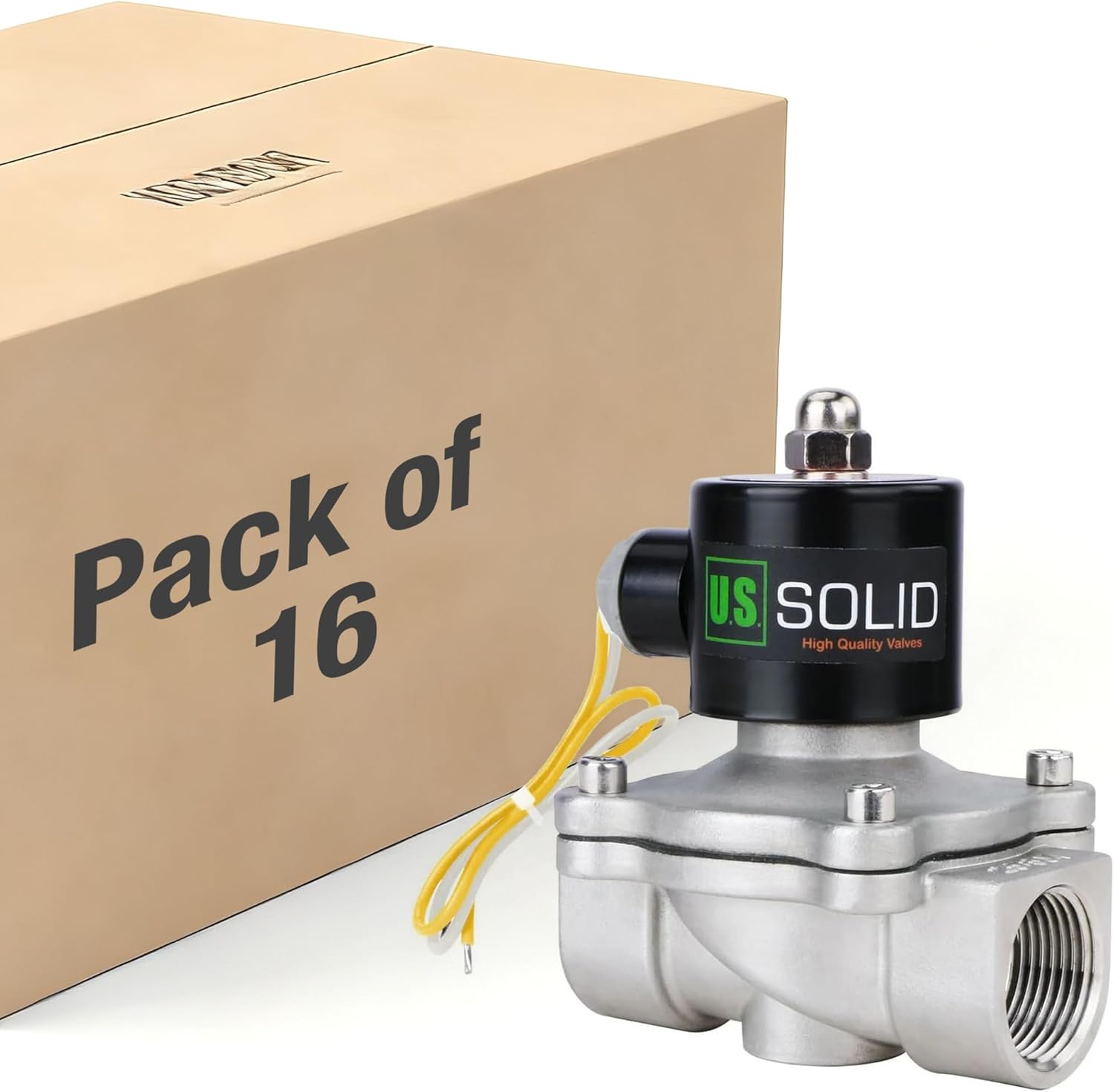 U.S. Solid 1 inch Stainless Steel Electric Solenoid Valve 110VAC Normally Closed Air Water(Pack of 16)